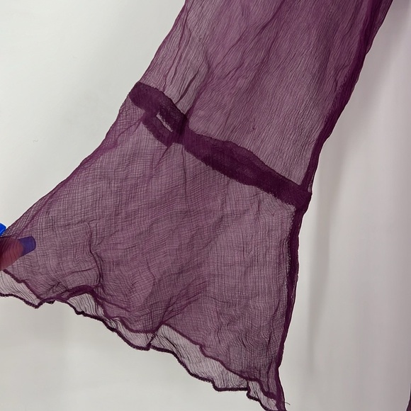 ZBD Design Embroidered silk witchy fairy grunge Sheer Purple Gold Blouse SZ M - Picture 5 of 8